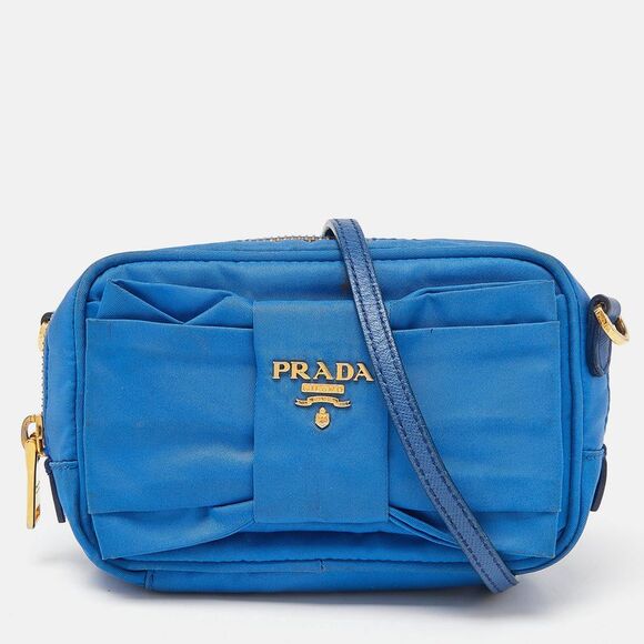 Prada Blue Nylon Mini Bow Crossbody Bag - Picture 1 of 4